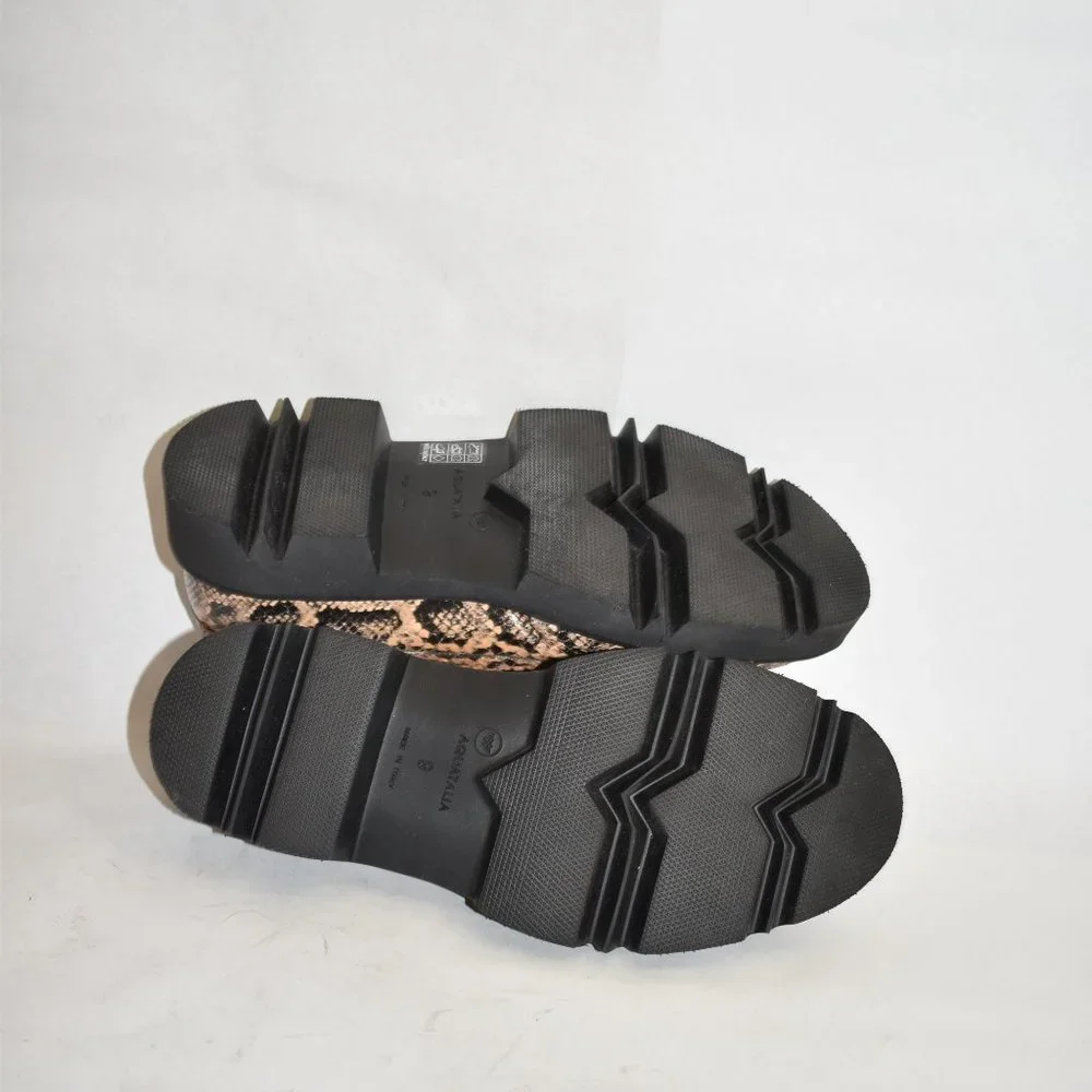 $450 AQUATALIA HONORA SNAKESKIN PRINT LOAFER LEATHER CARAMEL 9 (ME5) - Picture 7 of 8